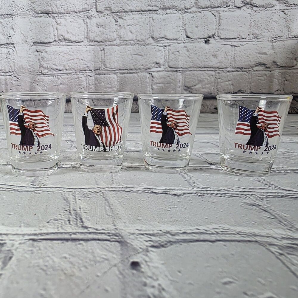 Trump 2024 Shot Glass Set of 4 | American Flag Design
